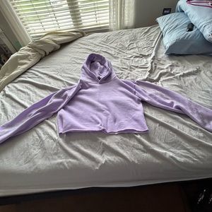 Lavender Purple Forever 21 Cropped Hoodie Rhinestone  Sleeves Small